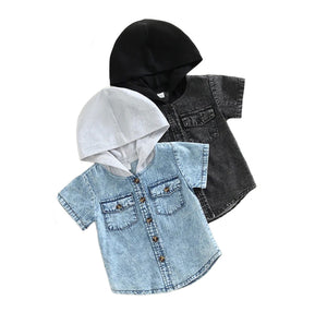 Denim hood shirt