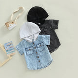 Denim hood shirt