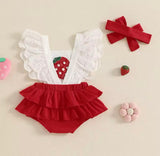 Strawberry flutter romper