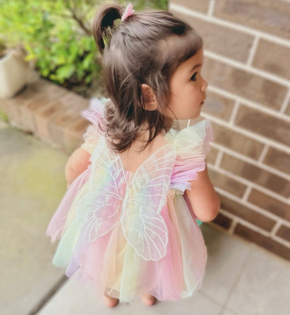 Rainbow butterfly romper