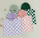 Check hooded towel poncho