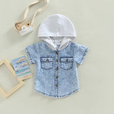 Denim hood shirt