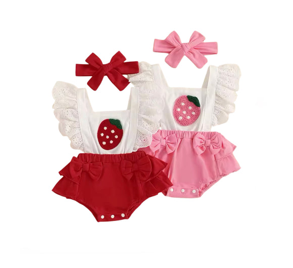 Strawberry flutter romper