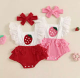 Strawberry flutter romper