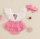 Strawberry flutter romper