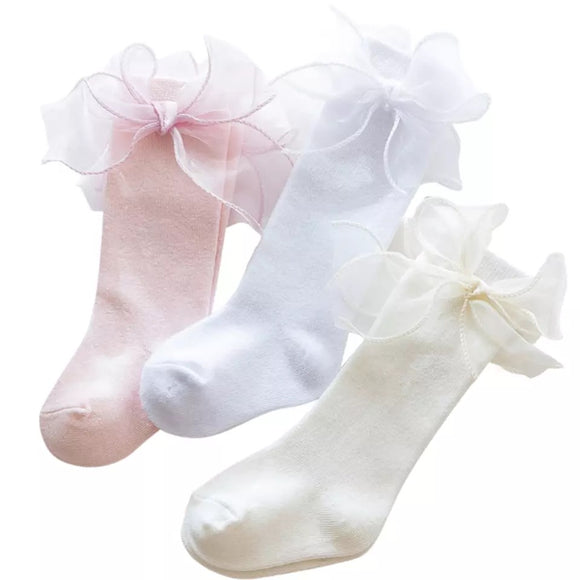 Lace ribbon socks