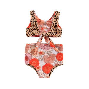 Flower leopard reversible swim set