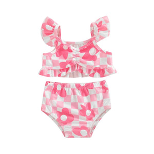 Check floral swim set