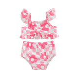 Check floral swim set