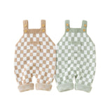 Check knit overalls